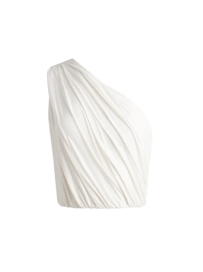 Tops Women Alice Olivia Jeane Draped Cropped Top Off White