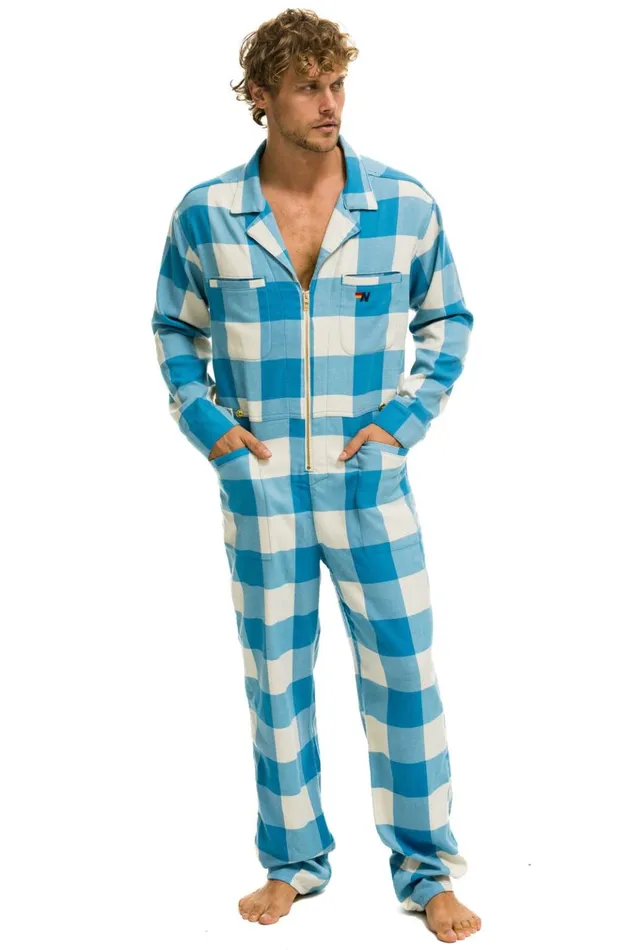 UNISEX PLAID FLIGHT SUIT 8211 SKY PLAID Men Aviator Nation Flight Suits