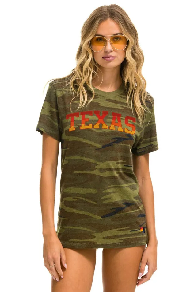 UNIVERSITY OF TEXAS CREW TEE SHIRT 8211 CAMO Men Aviator Nation Tees