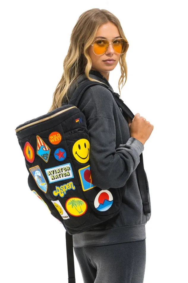 VINTAGE PATCH DENIM PUFFER BACKPACK 8211 VINTAGE BLACK WomenMen Aviator Nation Backpacks