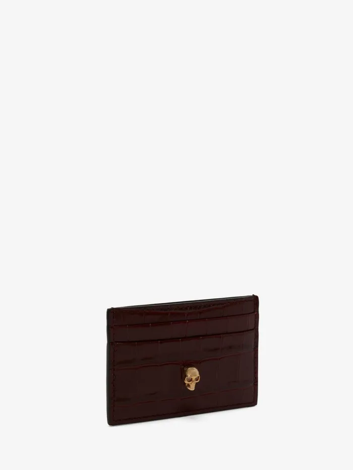 Wallets And Cardholders Women Alexander McQueen Skull Card Holder Burgundy