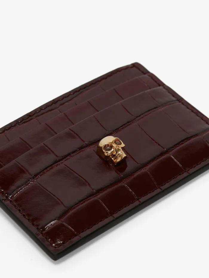 Wallets And Cardholders Women Alexander McQueen Skull Card Holder Burgundy