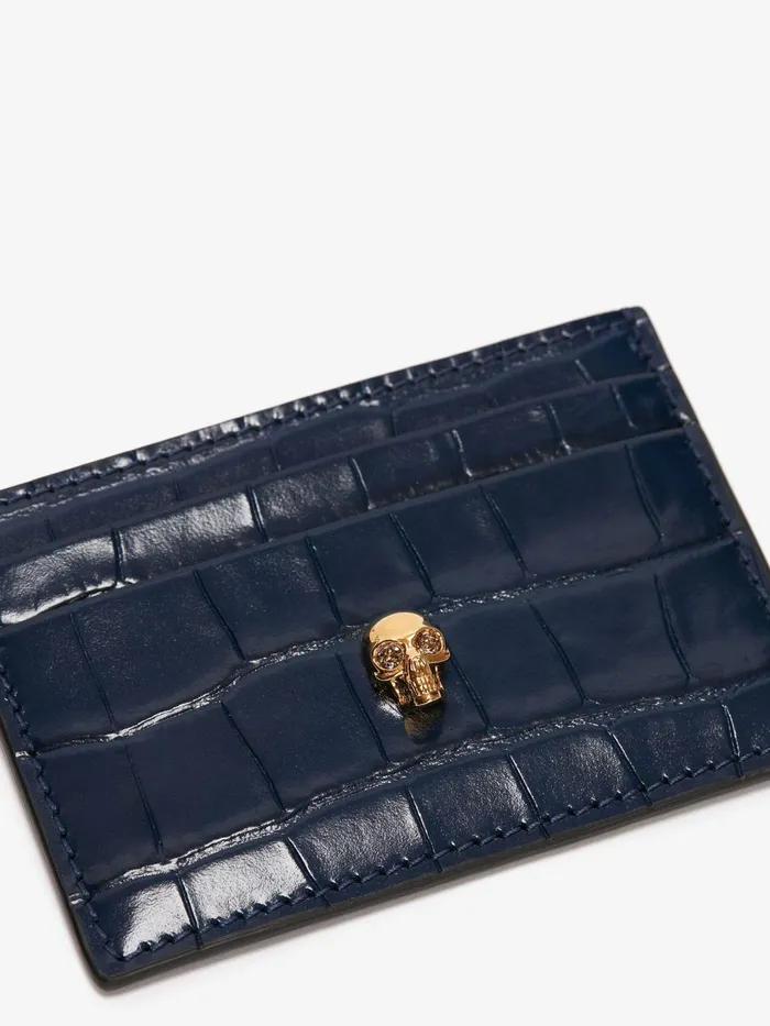 Wallets And Cardholders Women Alexander McQueen Skull Card Holder Navy