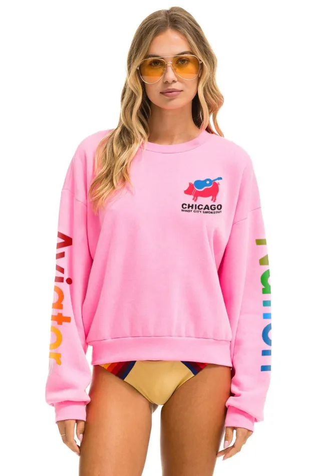 WINDY CITY SMOKEOUT 2024 CREW SWEATSHIRT RELAXED 8211 NEON PINK Men Aviator Nation Sweatshirts WINDY CITY SMOKEOUT 2024 CREW SWEATSHIRT RELAXED 8211 NEON PINK Men Aviator Nation Sweatshirts
