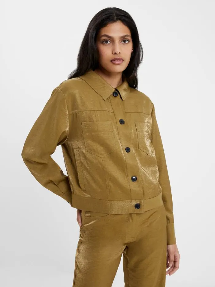 Woman French Connection Coats and Jackets Cammie Shimmer Jacket Nutria