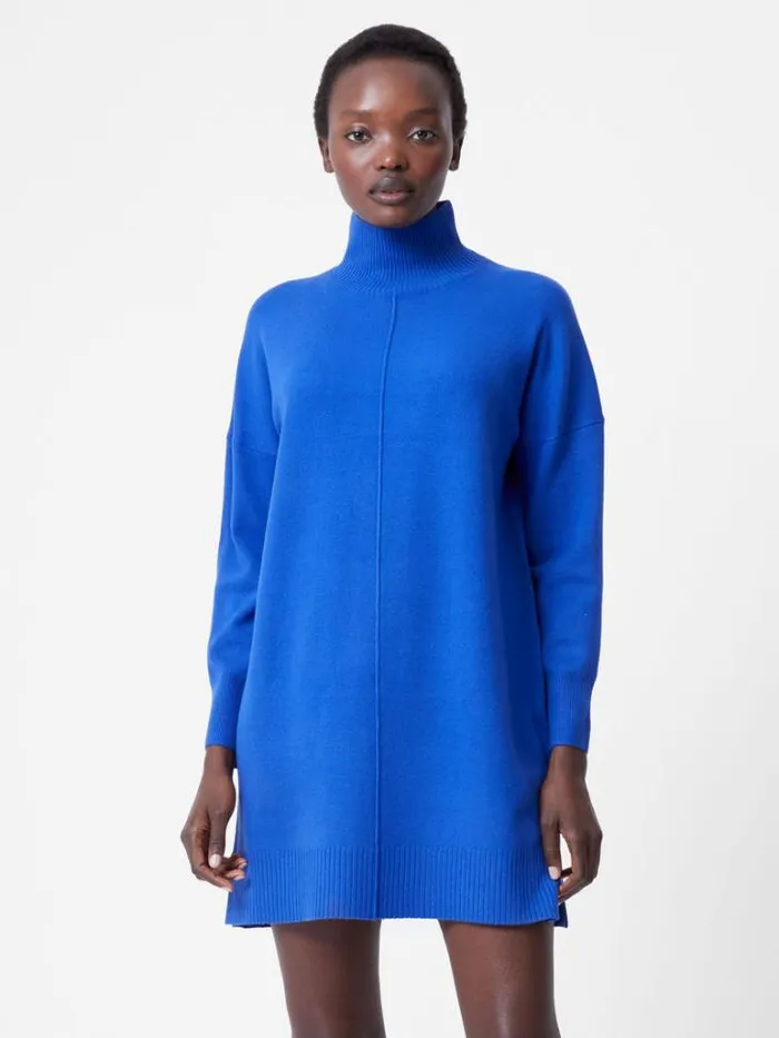 Woman French Connection Dresses Babysoft Roll Neck Seam Mini Dress Cobalt