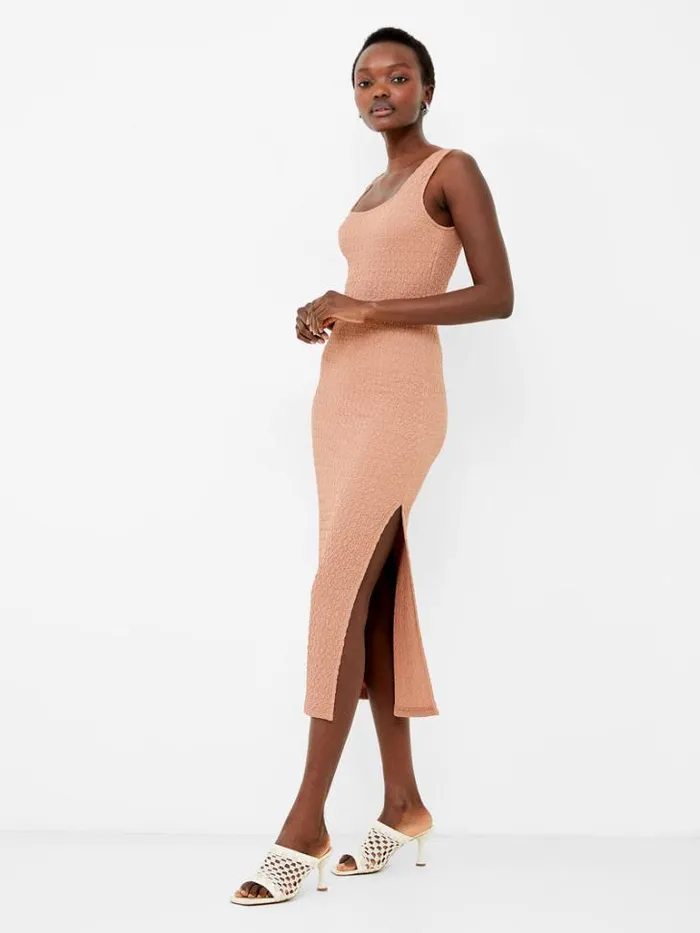 Woman French Connection Dresses Sadie Textured Maxi Dress Mocha Mousse