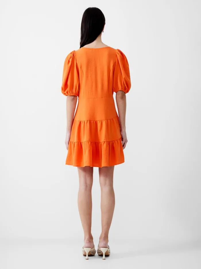 Woman French Connection Dresses Vee Tiered Crinkle Mini Dress Mandarin