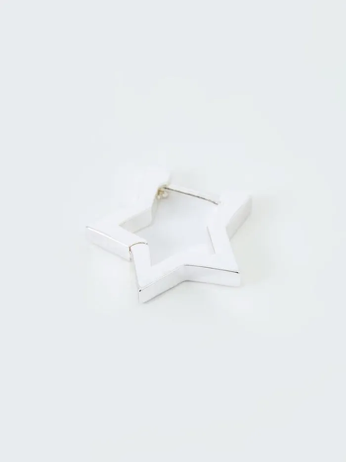Woman French Connection Jewellery Chunky Star Hoop Earrings Silver