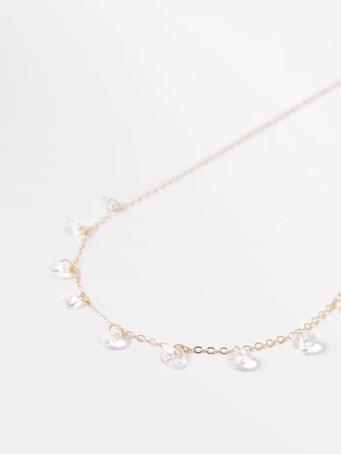 Woman French Connection Jewellery Crystal Drop Necklace Goldclear