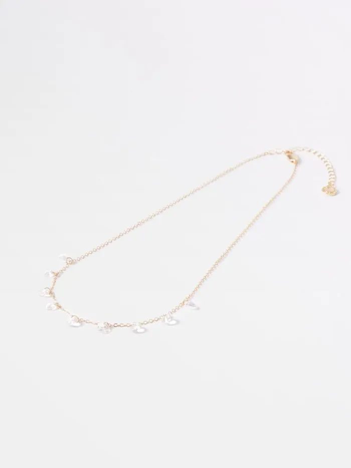 Woman French Connection Jewellery Crystal Drop Necklace Goldclear