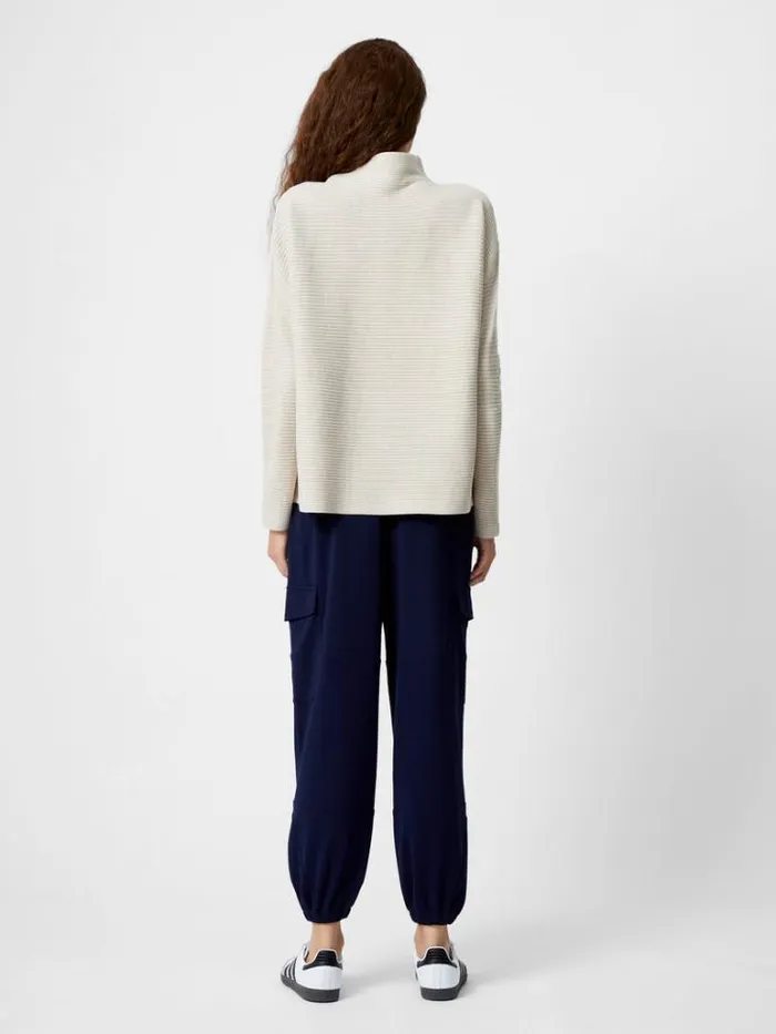 Woman French Connection Jumpers and Cardigans Babysoft Rib Mock Neck Jumper Light Oatmeal Mel