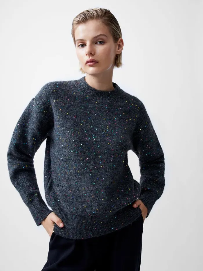 Woman French Connection Jumpers and Cardigans Janet Sequins Soft Jumper Grey