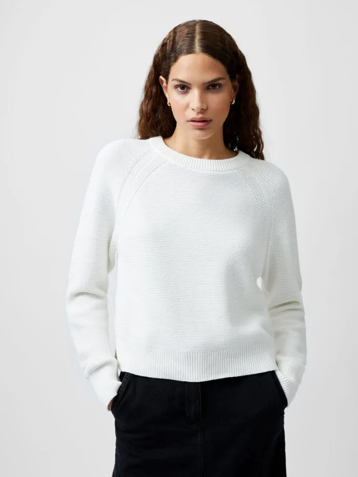 Woman French Connection Jumpers and Cardigans Lilly Mozart Crew Neck Jumper Summer White Woman French Connection Jumpers and Cardigans Lilly Mozart Crew Neck Jumper Summer White
