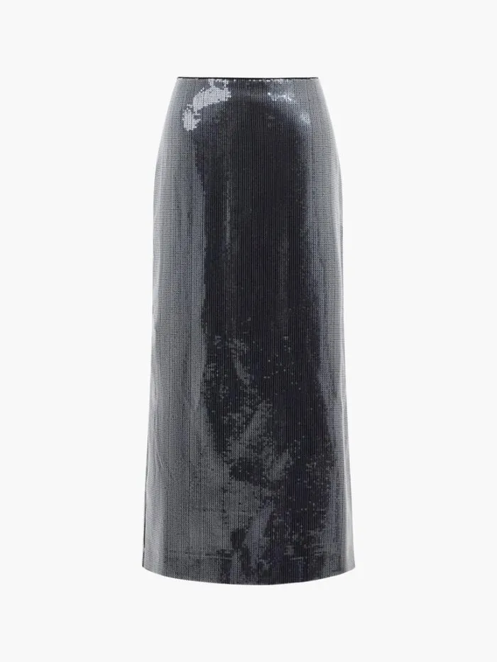 Woman French Connection Skirts and Shorts Amy Sequin Midi Skirt Gunmetal