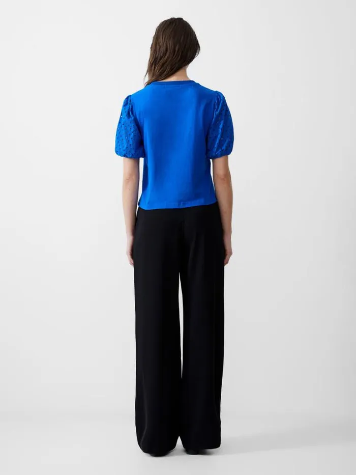 Woman French Connection Tops Broderie Sleeve Top Bright Blue
