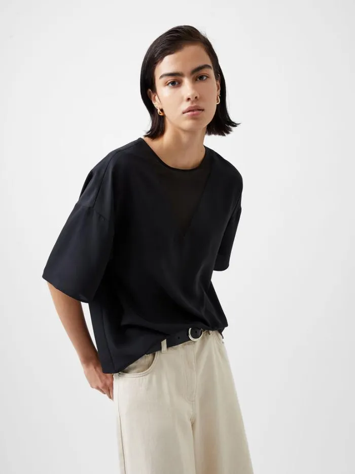 Woman French Connection Tops Capriana Crepe Top Blackout