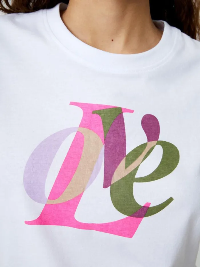 Woman French Connection Tops Love Graphic Print TShirt White