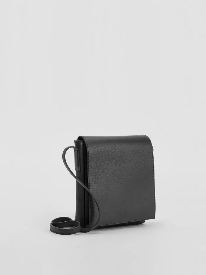 Women Accessories Eileen Fisher Italian Leather Square Crossbody Bag Black