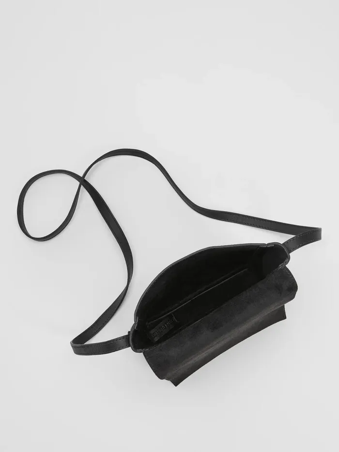 Women Accessories Eileen Fisher Italian Leather Square Crossbody Bag Black