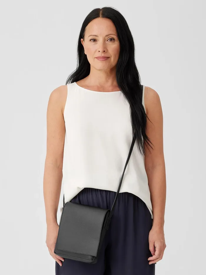 Women Accessories Eileen Fisher Italian Leather Square Crossbody Bag Black