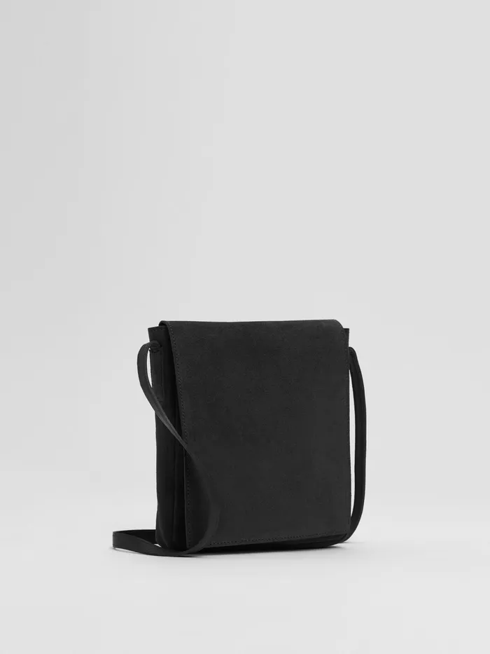Women Accessories Eileen Fisher Italian Suede Square Crossbody Bag Black