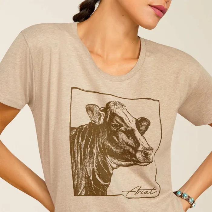 Women Ariat Cow Cover TShirt Oatmeal Heather Ariat TShirts and Tops Women Ariat Cow Cover TShirt Oatmeal Heather Ariat TShirts and Tops