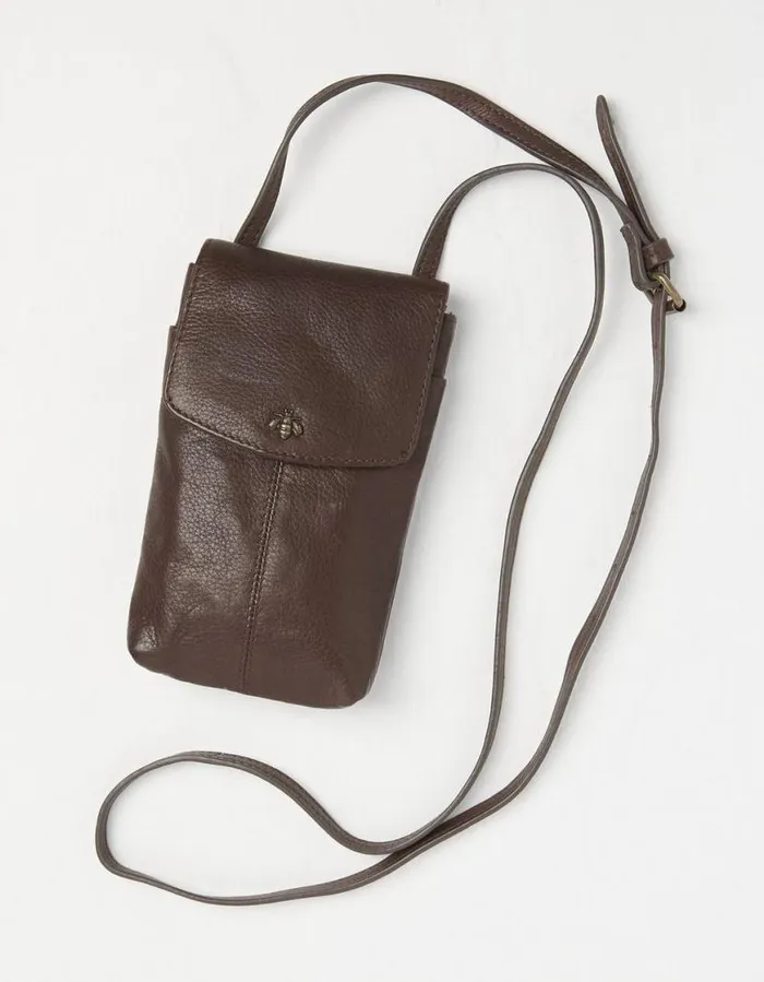 Women Bags and Purses FatFace Bronte Bee Phone Bag Chocolate Brown
