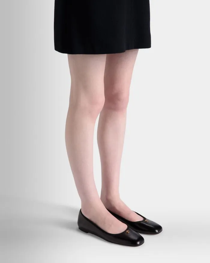 Women Bally Flats and Moccasins Ballyrina Flat In Black Nappa Leather Black