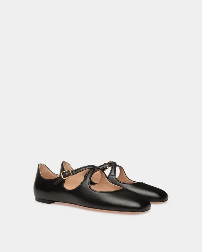 Women Bally Flats and Moccasins Ballyrina Flat In Black Nappa Leather Black