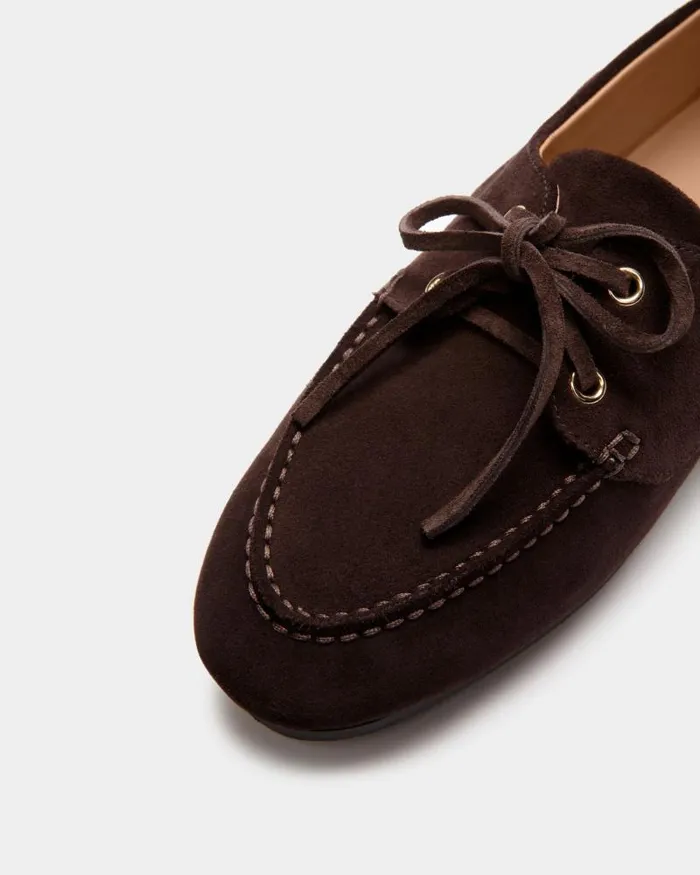 Women Bally Flats and Moccasins Plume Moccasin In Dark Brown Suede Brown Women Bally Flats and Moccasins Plume Moccasin In Dark Brown Suede Brown