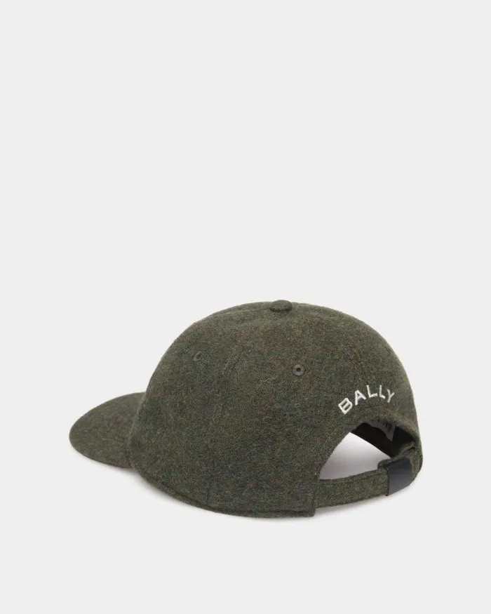 Women Bally Gloves and Hats Winter Capsule Baseball Hat With Alpine Flowers In Dark Green Wool Green Women Bally Gloves and Hats Winter Capsule Baseball Hat With Alpine Flowers In Dark Green Wool Green