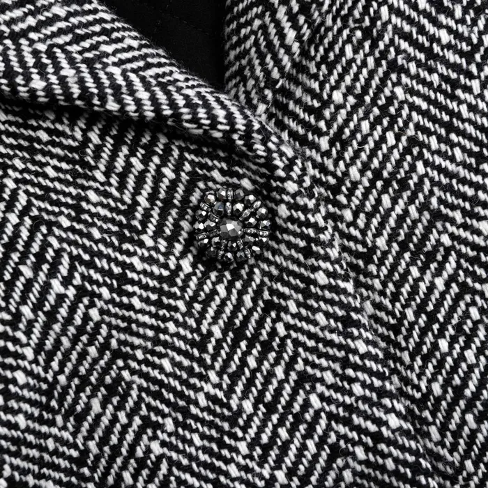 Women Black Herringbone Blazer Self Portrait Outerwear
