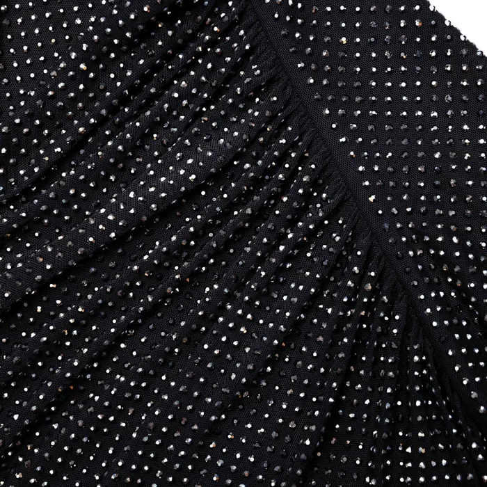 Women Black Rhinestone Mesh Cut Out Maxi Dress Self Portrait Dresses