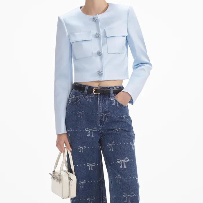Women Bow Print Jeans Self Portrait Denim