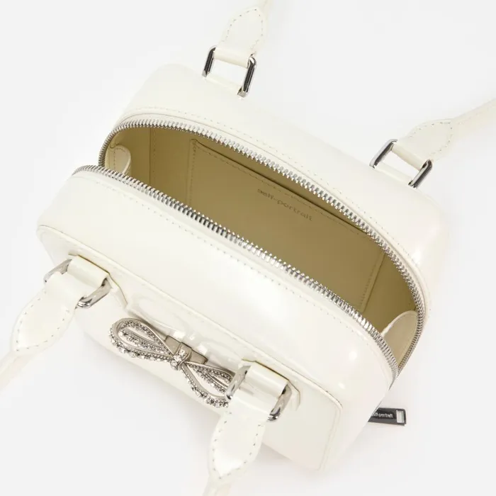 Women Cream Leather Square Shoulder Bag Self Portrait Handbags