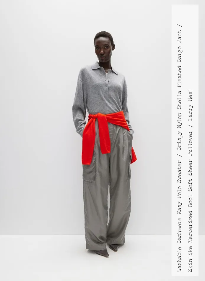 Women Crispy Nylon Stella Pleated Cargo Pant Grey Tibi Fundamentals