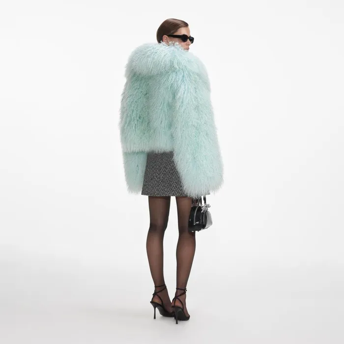 Women Green Shearling Jacket Self Portrait Outerwear