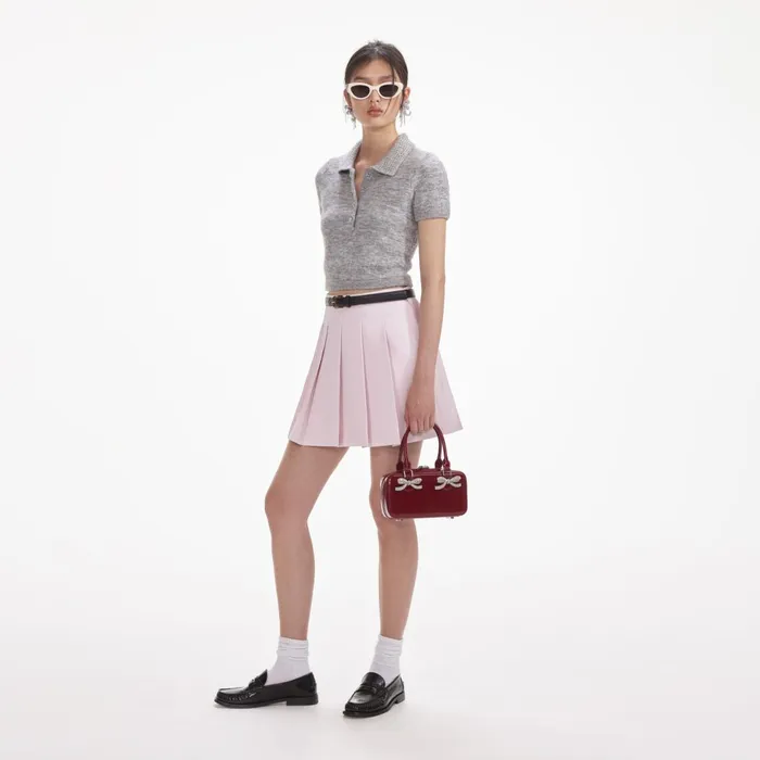 Women Grey Melange Diamante Knit Top Self Portrait Knitwear