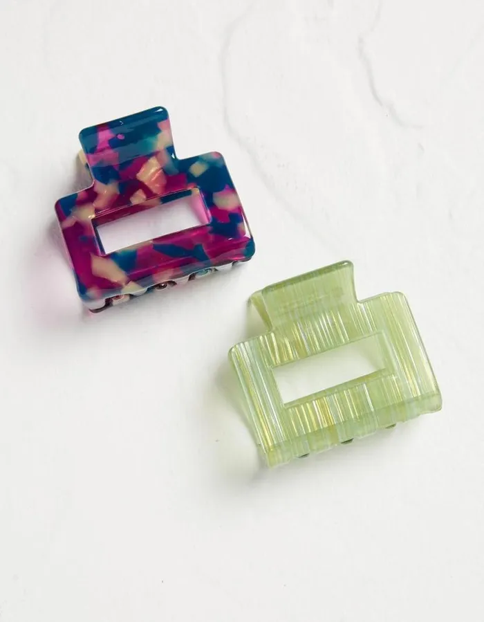 Women Hair Accessories FatFace 2 Pack Resin Claw Clip Multi