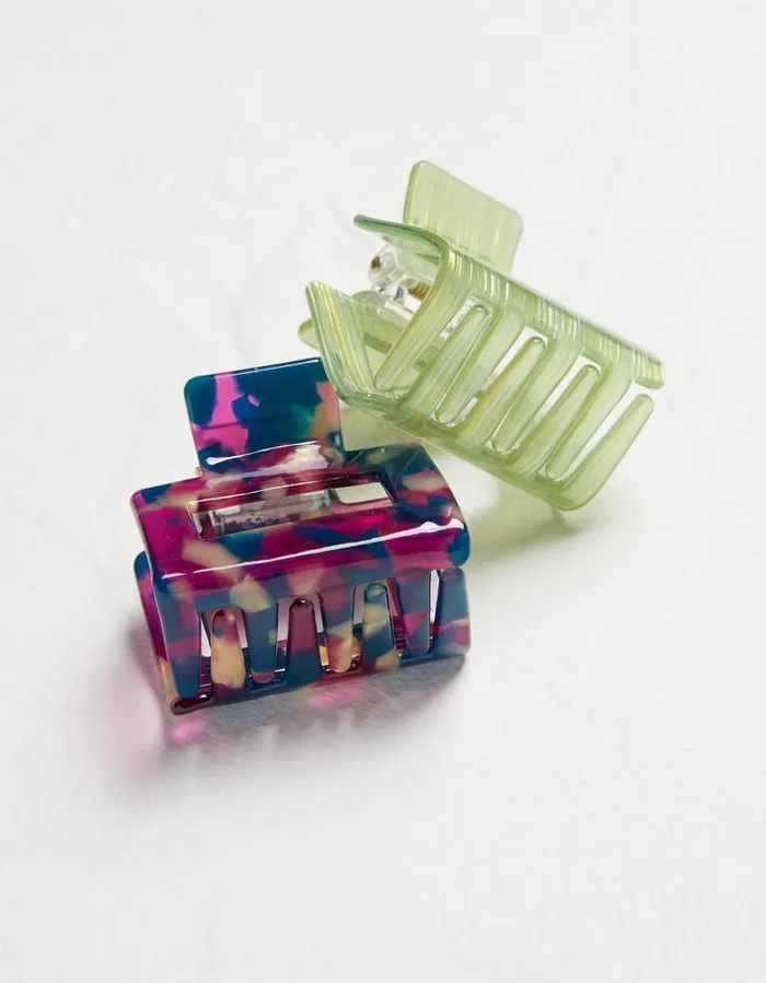 Women Hair Accessories FatFace 2 Pack Resin Claw Clip Multi