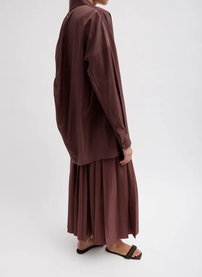 Women Italian Sporty Nylon Shirt With Cocoon Back Cinnamon Tibi Tops