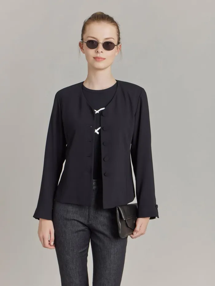 Women Jackets and Coats Agns B Black Polyester Jacket