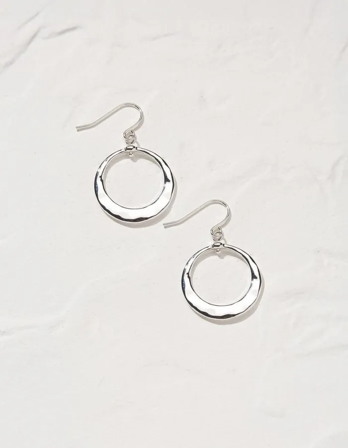 Women Jewellery FatFace Disc Drop Earrings Silver