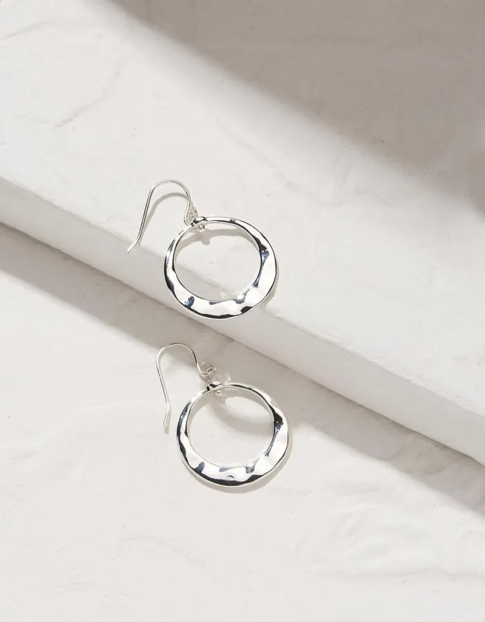 Women Jewellery FatFace Disc Drop Earrings Silver