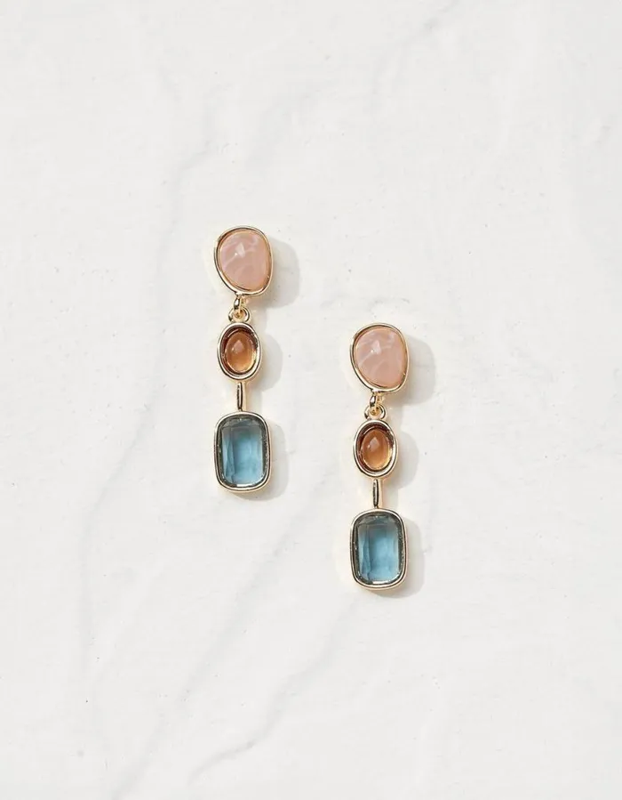 Women Jewellery FatFace Multi Gemstone Drop Earrings Multi