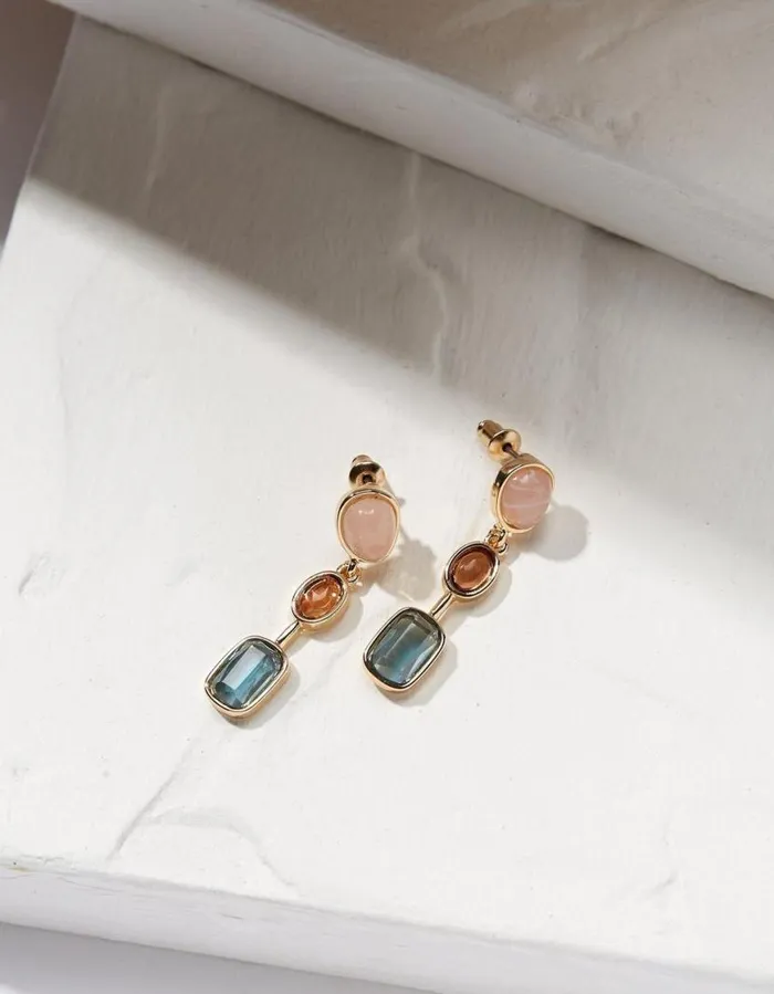 Women Jewellery FatFace Multi Gemstone Drop Earrings Multi
