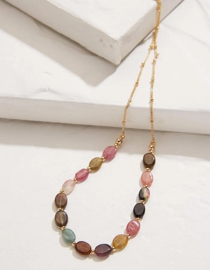 Women Jewellery FatFace Round Stone Necklace Multi