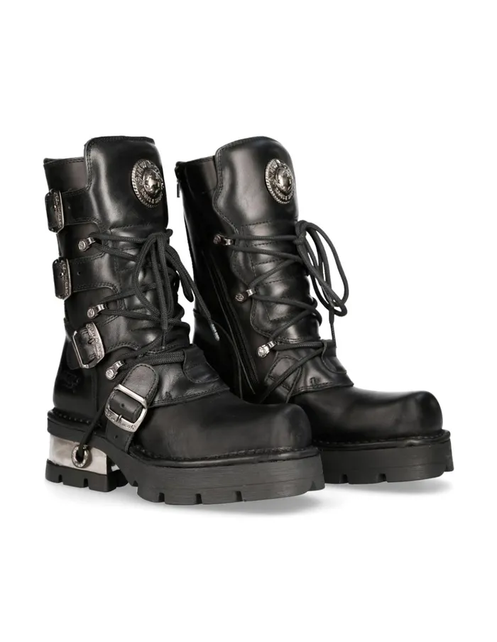 WomenMen Boot Black Planing M373S1 New Rock Boots