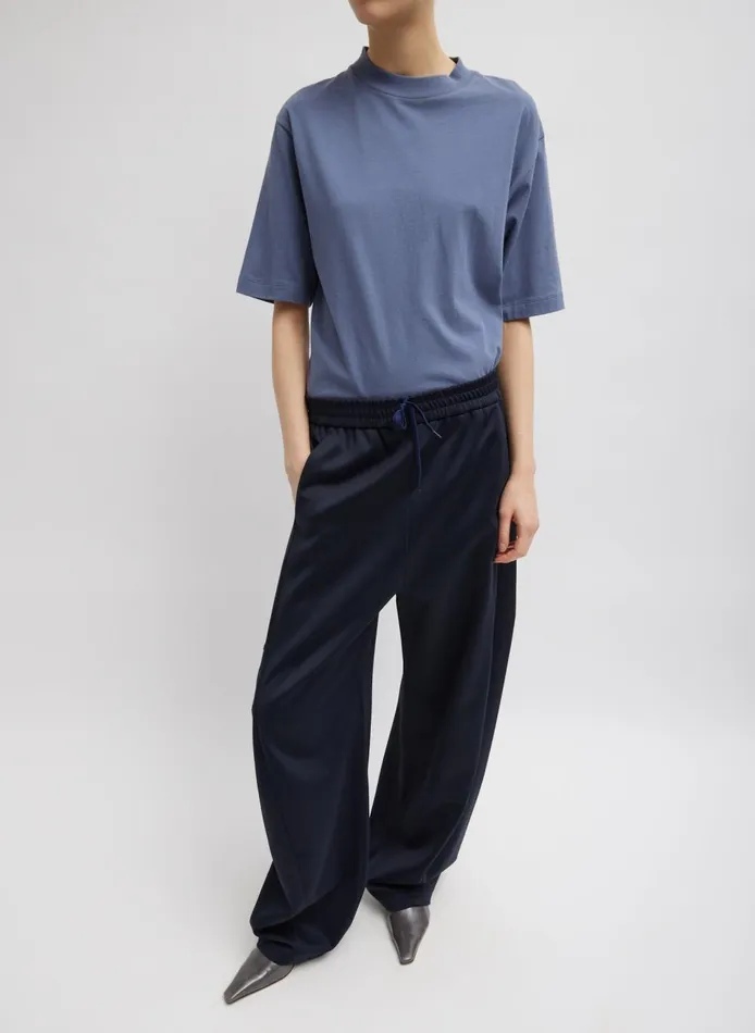 Women Mock Neck Unisex TShirt Dusty Navy Tibi Tops
